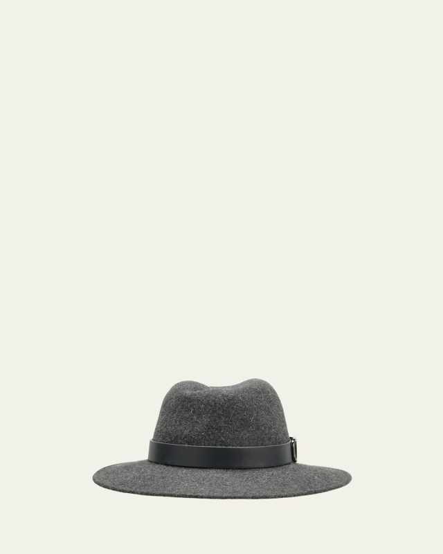 V-Logo Wool Fedora With Leather Band